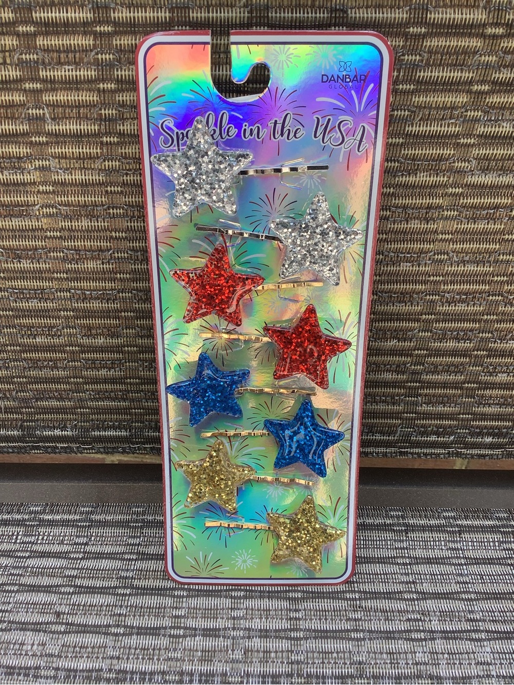 NWT Danbar Sparkle in the USA Hair Clips Pins Star Patriotic Americana